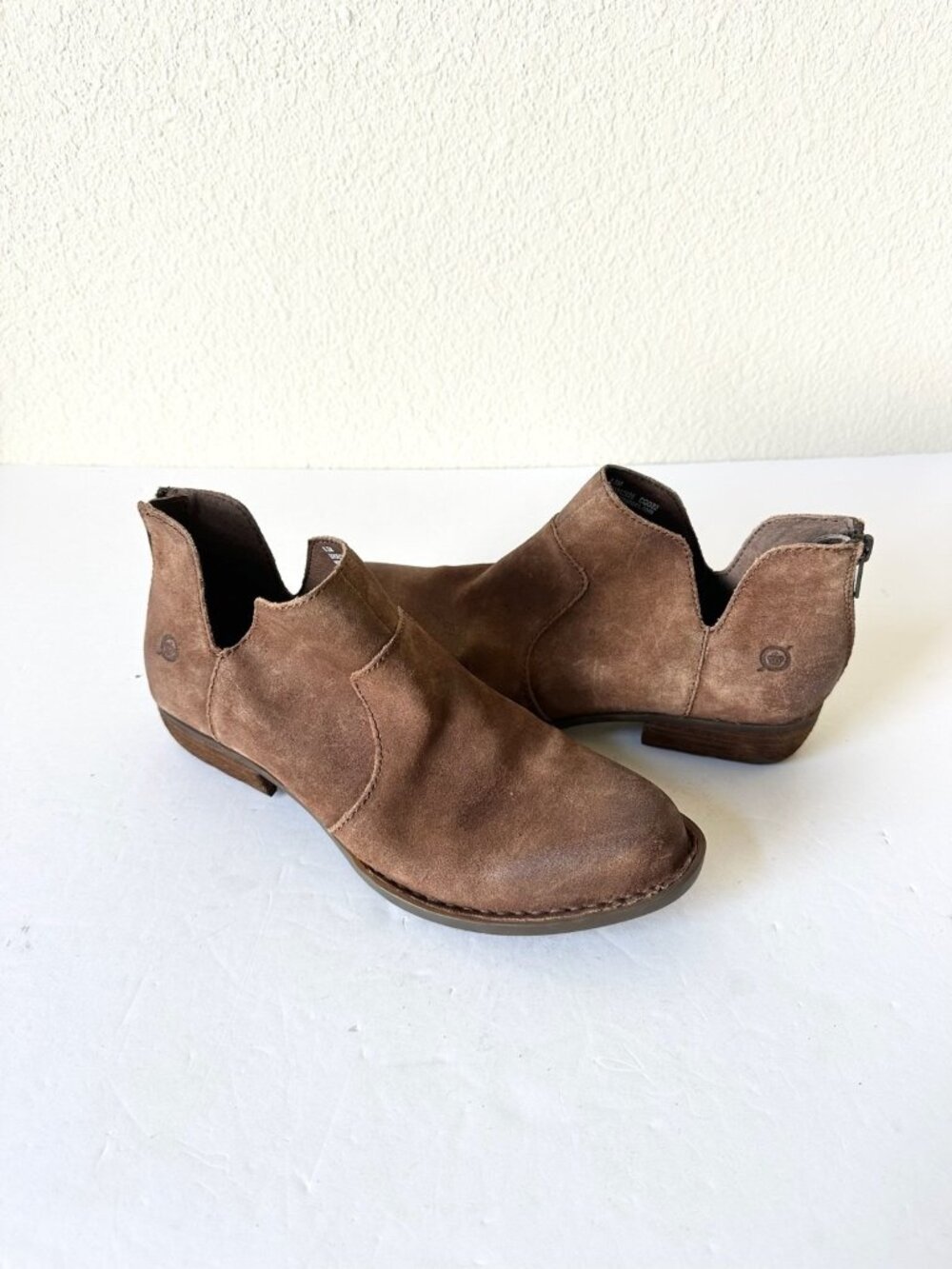 Born Womens Kerri Boot Size 8.5 Brown Suede Shootie Low Block Heel Bootie Boho